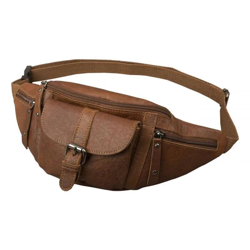 Impex Fanny pack, bedrová taška buffalo pull-up vintage koža Veľkosť: UNI