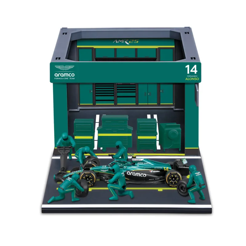 Bburago - Formula Racing F1 Pit Pass set - Aston Martin AMR25 (2025), #14 Fernando Alonso, 1:43