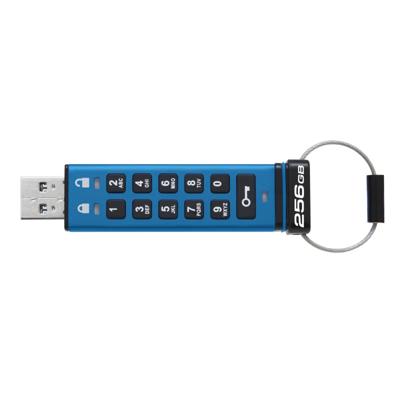 Kingston IronKey Keypad 200/256GB/USB 3.2/USB-A/Modrá IKKP200/256GB