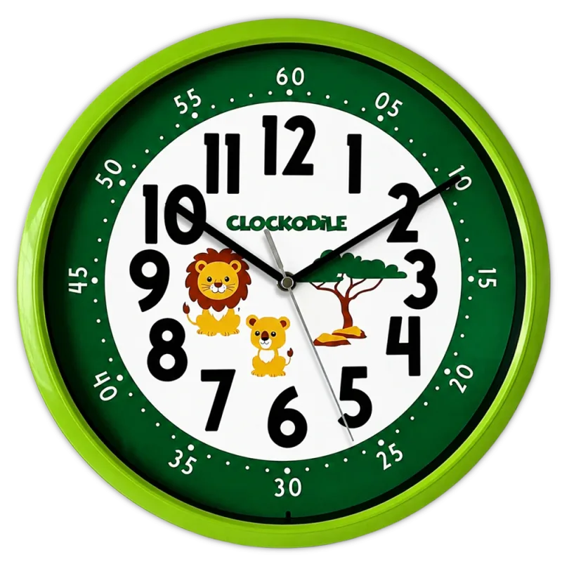 CLOCKODILE Zelené dětské hodiny LEV A LVÍČE - 3 ROKY ZÁRUKA! CCS3001