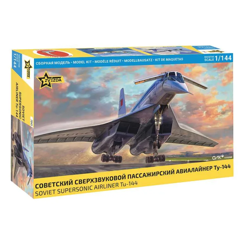 Zvezda Model Kit lietadlo 7045 - Tu-144 Supersonic civilian aircraft (1:144)