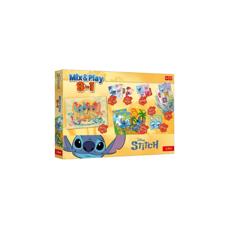 Trefl Mix & Play 8v1 Stitch spoločenská hra v krabici 40x27x5cm