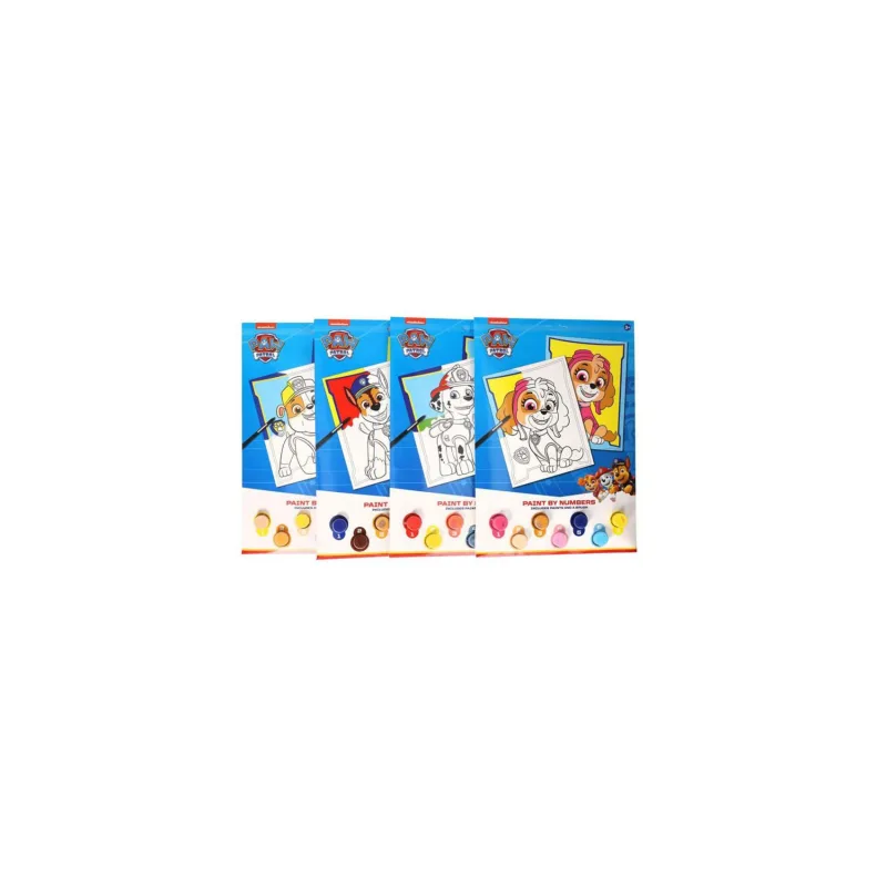 Teddies Maľovanie podľa čísel A4 Labková patrola/Paw patrol s farbami 4 druhy v papierovej krabičke