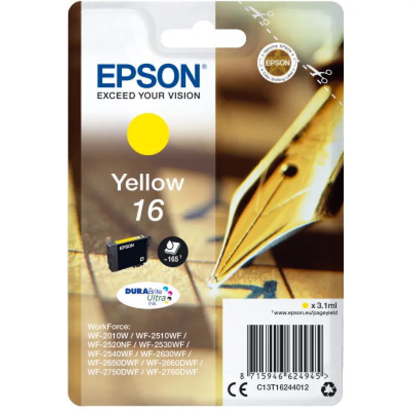 Epson Singlepack Yellow 16 DURABrite Ultra Ink C13T16244012