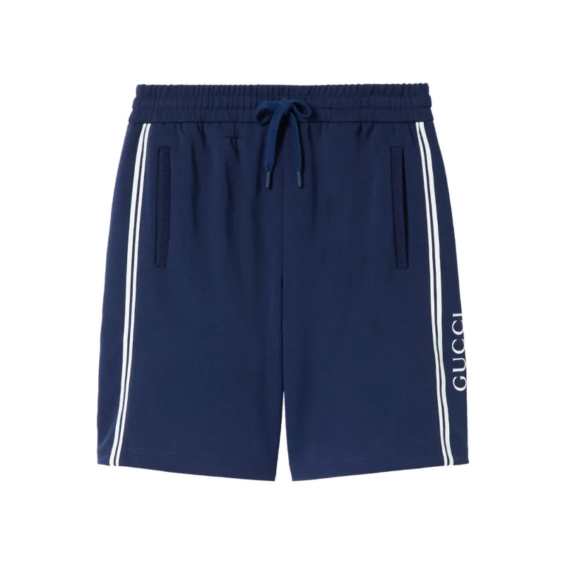 Gucci Technical Stripe Jersey Shorts Blue Navy - XS