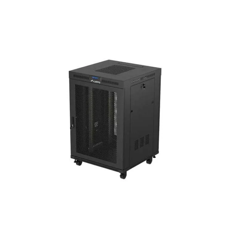 19" VOĽNE STOJÚCA RACKOVÁ SKRIŇA 22U/800X800 (FLAT PACK) ČIERNA S PRESKLENÝMI DVERAMI LCD LANBERG V2 (FF01-8822-23BL)