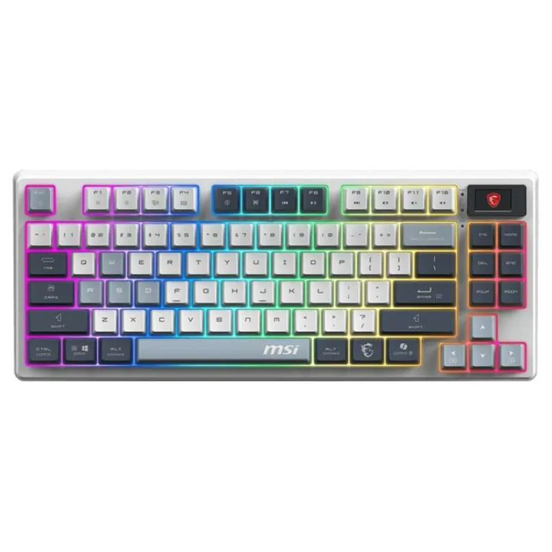 MSI herní klávesnice FORGE GK600 TKL Sky/ bezdrátová 2,4GHz+BT/ mechanická/ RGB/ USB-C/ display/ CZ+SK layout (S11-43CSP01-HH9)
