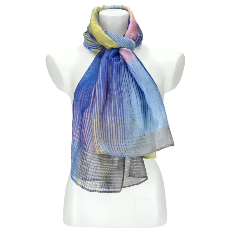 Cashmere Letná dámska farebná šatka 184x70 cm modrá