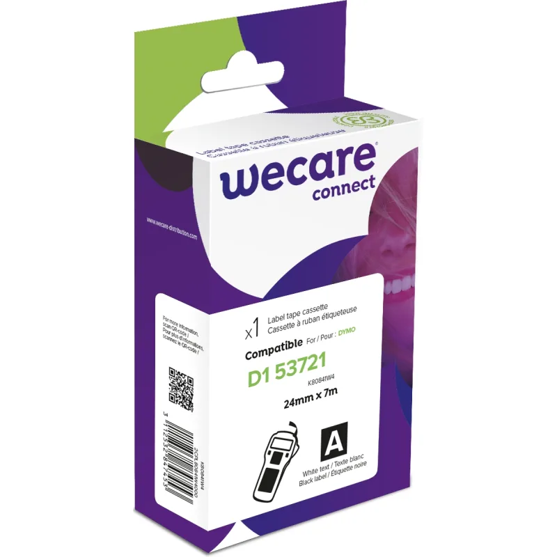 WECARE ARMOR páska kompatibilní s DYMO S0721010,White/Black,24MM*7M K80841W4