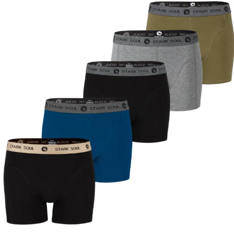 Prémiové Pánske Bavlnené Boxerky Stark Soul® 5 pack priliehavý strih - mix farieb, darčekové balenie Farba: rôznofarebné, Veľkosť: XL