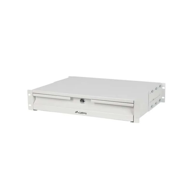 19" 2U 360MM ŠEDÁ SKRIŇOVÁ ZÁSUVKA LANBERG (2U/483X360MM NOSNOSŤ DO 90KG, 4BODOVÁ MONTÁŽ) (AK-2001-S)
