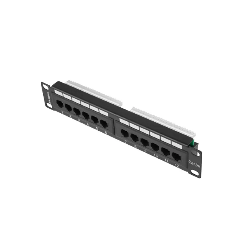 PATCH PANEL 12PORT 1U 10" CAT.5E UTP ČERNÝ LANBERG PPU5-9012-B
