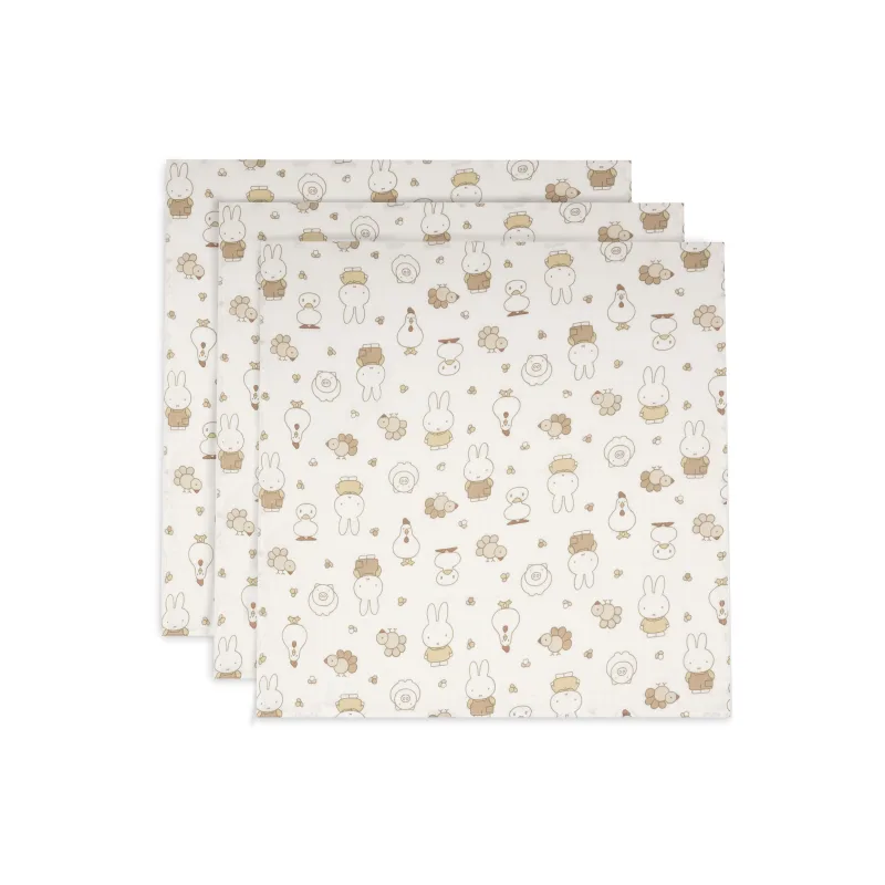 Jollein Plienky 3 ks 70x70 cm Miffy Family Farm