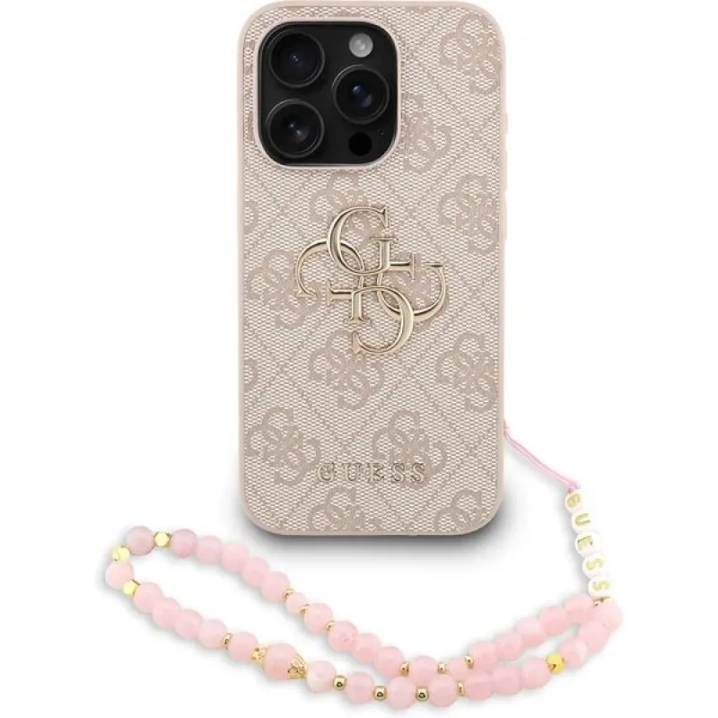 Guess PU 4G Metal Logo Strap kryt iPhone 15 Pro ružový 57983125462