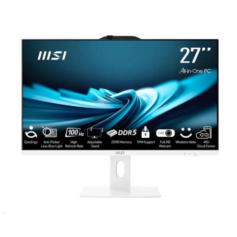 MSI PC AiO PRO AP272P 14M-1086XEU, Core i3 14100, 27" FHD, Anti-Glare, Non-Touch, 16GB, 512GB SSD, N/A, No OS, White (PRO AP272P 14M-1086XEU)