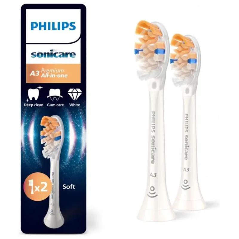Philips HX9092/87 Sonicare Premium All-in-One A3 2 ks, náhradní hlavice, standardní hlavice, nasazovací, bílá (HX9052/87)