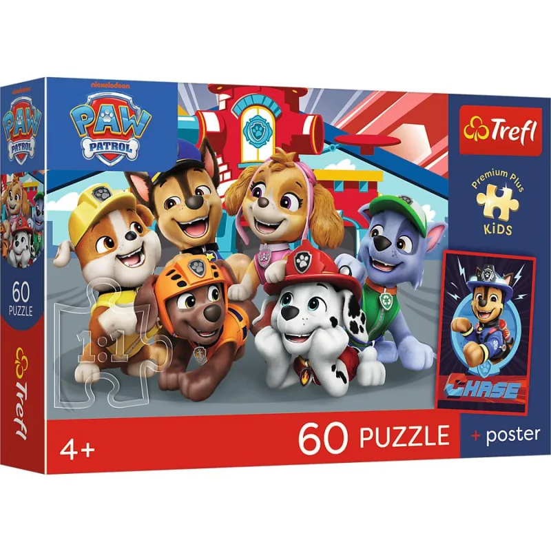 Trefl Puzzle Premium Plus Kids - Paw Patrol 33x22cm + plakát 60 dílků v krabičce 21x14x4cm
