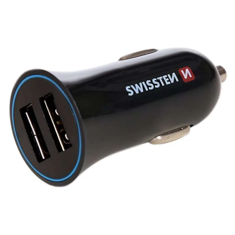 SWISSTEN CAR CHARGER 2,4A POWER WITH 2x USB + CABLE USB-C (20110908)