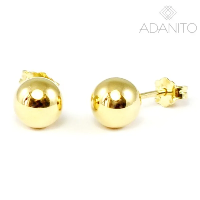 Zlaté náušnice pecky na puzetu ADANITO BRN0665G, 6 mm, 1.18 g