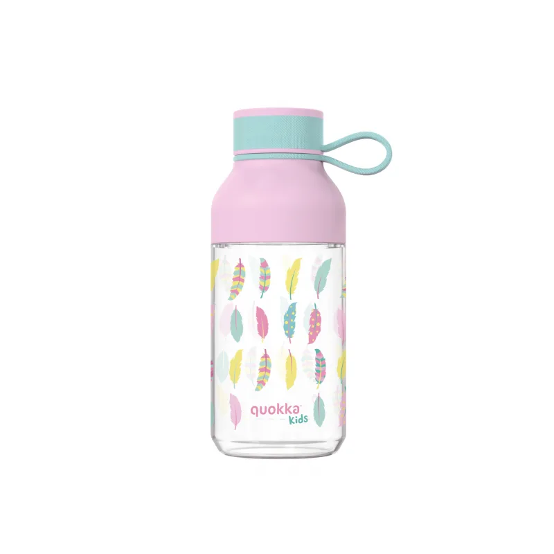 Quokka Plastová fľaša Ice Kids s pútkom Feathers 430 ml
