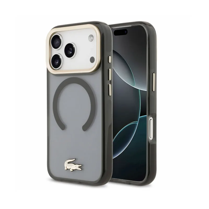 Lacoste PC/TPU Frosted Finish Gold Logo MagSafe kryt iPhone 18 Pro čierny…