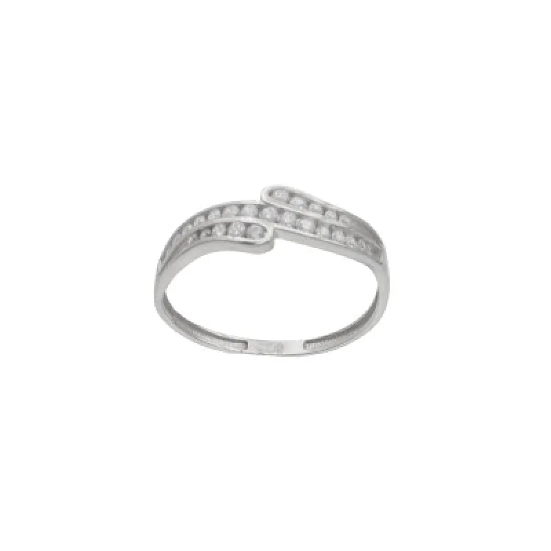 Zlatý prsteň so zirkónmi z bieleho zlata KA RMRCR028W, 53, 1.10 g