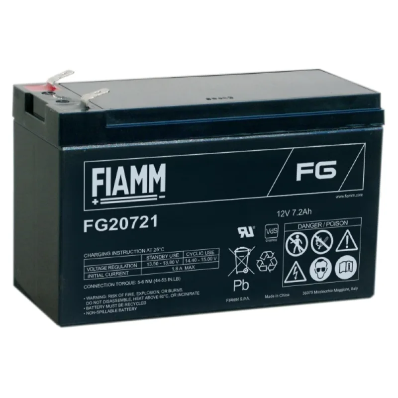 Fiamm olověná baterie FG20721 12V/7,2Ah Faston F1 4,8mm 07954
