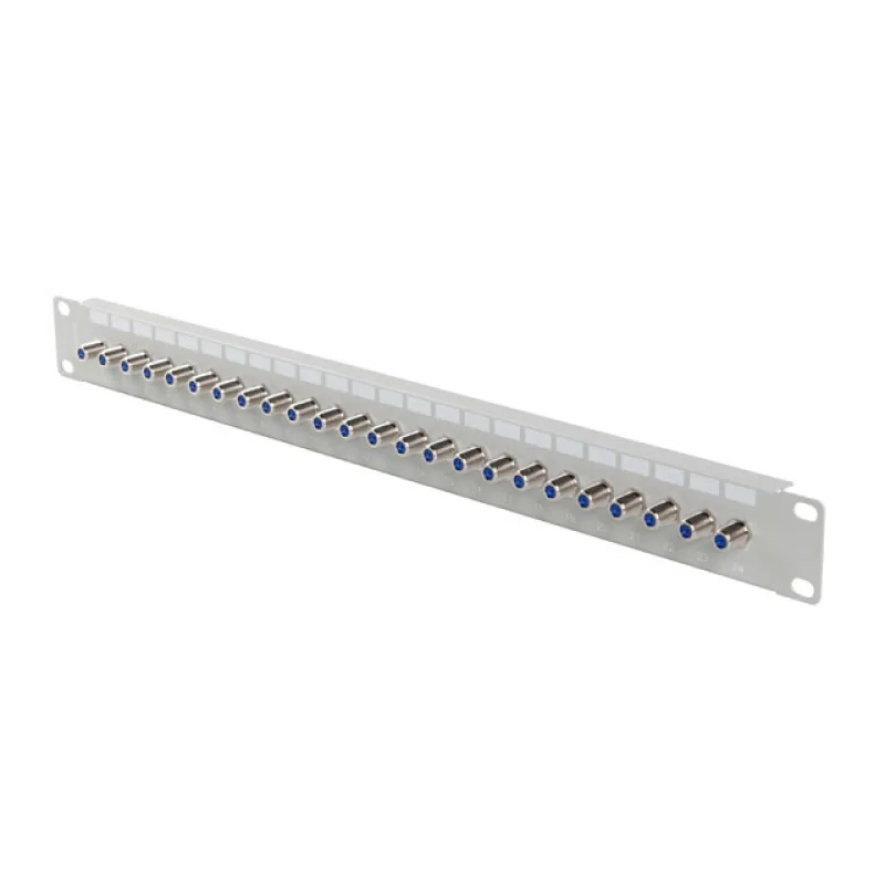 PATCH PANEL 24 PORTŮ 1U S KONEKTOREM TYPU F ŠEDÝ LANBERG PPRF-R624-S