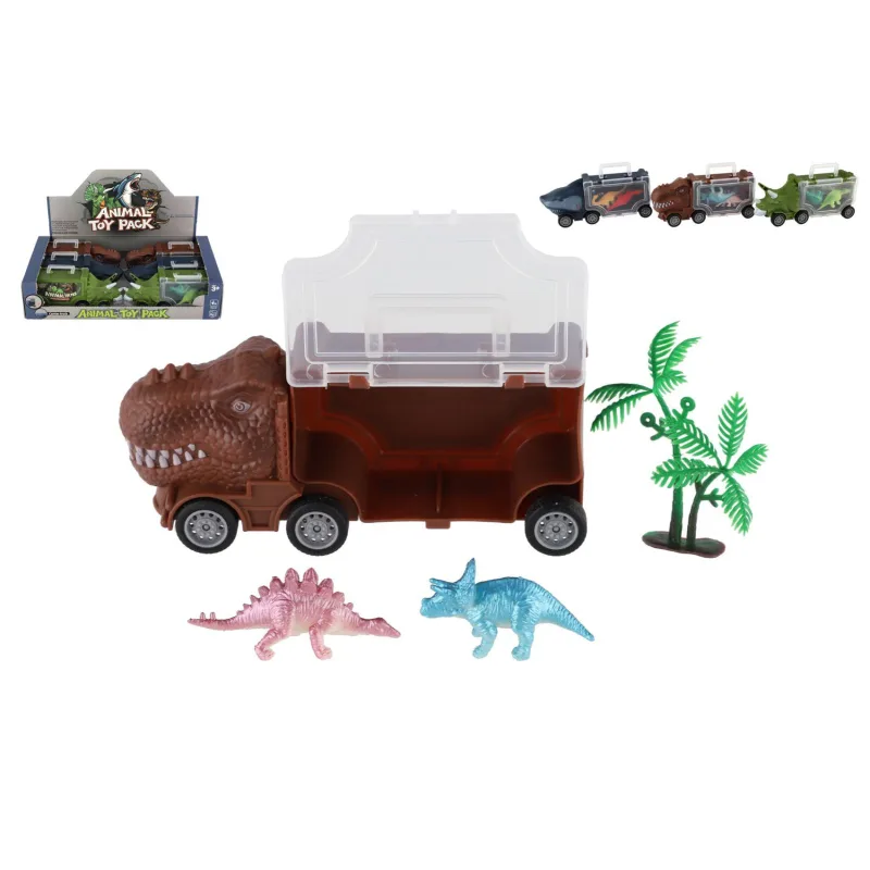 Teddies Auto nákladný dinosaurus s doplnkami 16x7cm 3 druhy