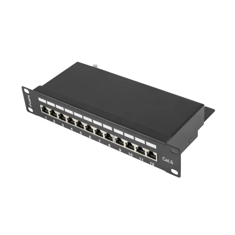 LANBERG PATCH PANEL 12PORT 1U 10" CAT.6 FTP STÍNĚNÝ ČERNÝ PPF6-9012-B