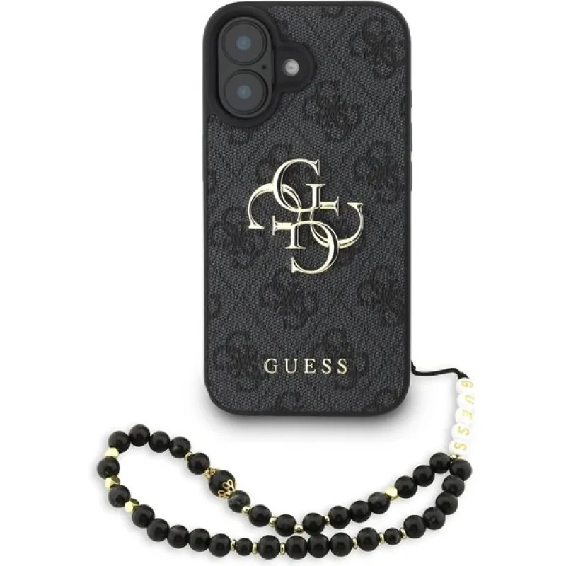 Guess PU 4G Metal Logo Strap kryt iPhone 16 čierny 57983125452