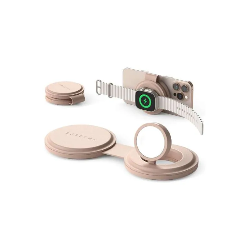 Satechi Qi2 OntheGo 2-in-1 Wireless Charger - Desert Rose (ST-QTG21R)