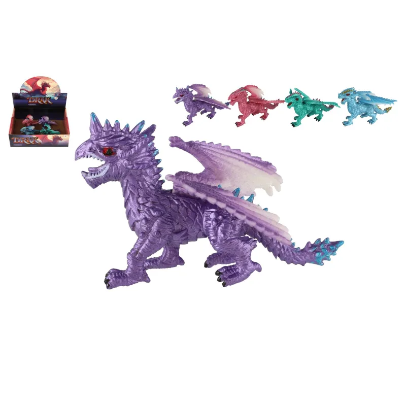 Teddies Drak figúrka plast 10cm 4 druhy 12ks v boxe