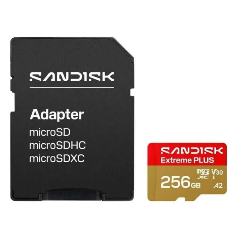 SanDisk MicroSDHC karta 256GB Extreme PLUS (R250/W170MB/s, UHS-I V30, Rescue Pro Deluxe) + adaptér (SDSQXBJ-256G-GU6MA)