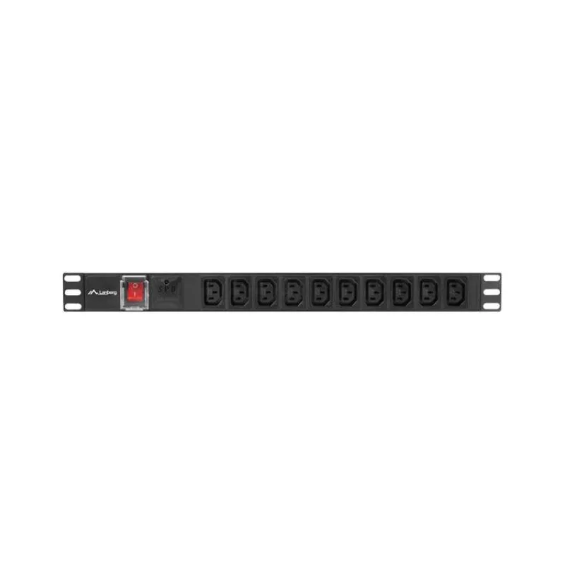 NAPÁJACÍ PANEL (PDU) 19" LANBERG 1U 10A 2m 10X IEC C13 ZÁSUVKA ČIERNA C14 (PDU-10I-0200-IEC-BK)