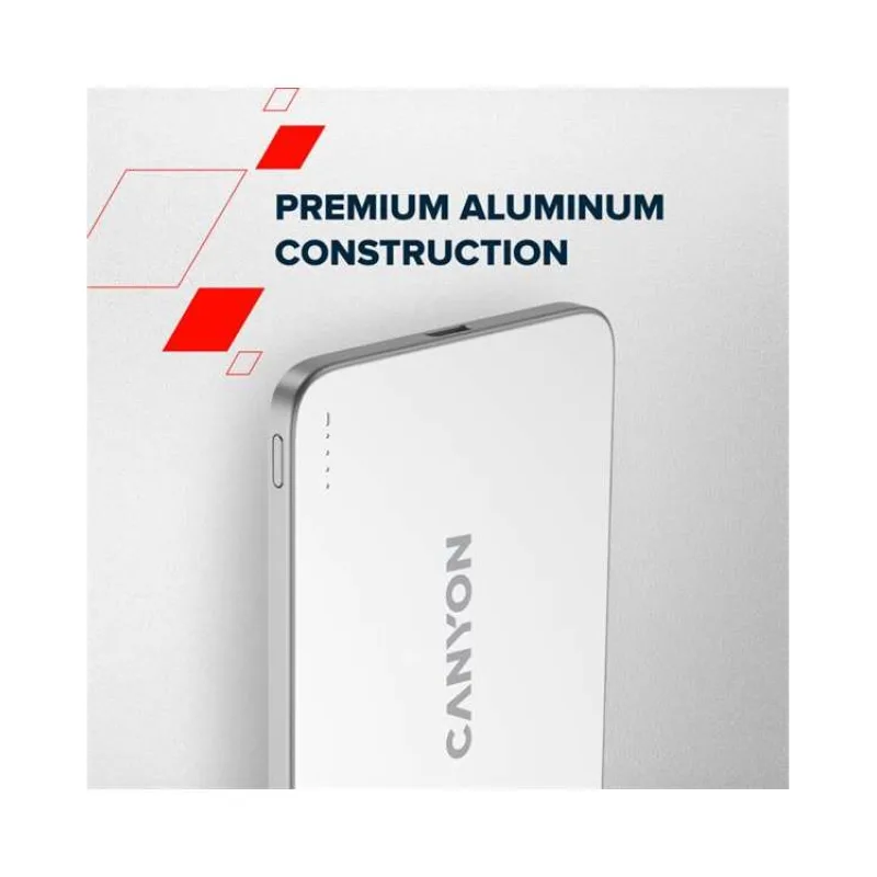 Canyon OnCharge 503, Powerbank, 5.000 mAh, in: USB-C, out: USB-C PD 20W + Wireless Magsafe 15W, ultratenká, béžová (CNS-CPB503SV)