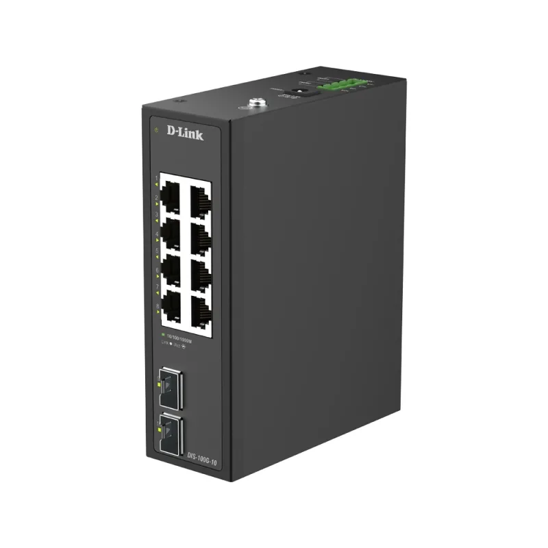 D-Link DIS-100G-10 10-Port Gigabit Industrial Unmanaged Switch with 2 x SFP Ports DIS-100G-10
