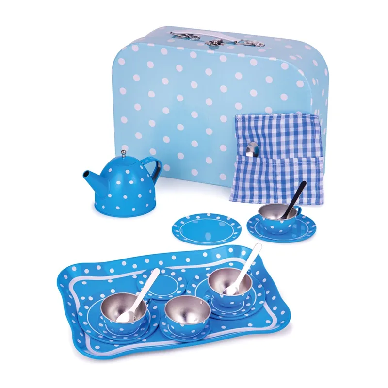 Bigjigs Toys Bigjigs Toys Modrý bodkovaný čajový set