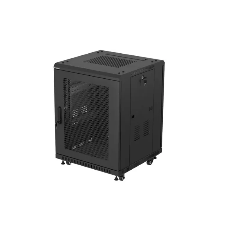INSTALAČNÍ ROZVADĚČ 19" 15U 600X600 ČERNÉ PERFOROVANÉ DVEŘE LANBERG (PLOCHÉ BALENÍ) FF01-6615-23B