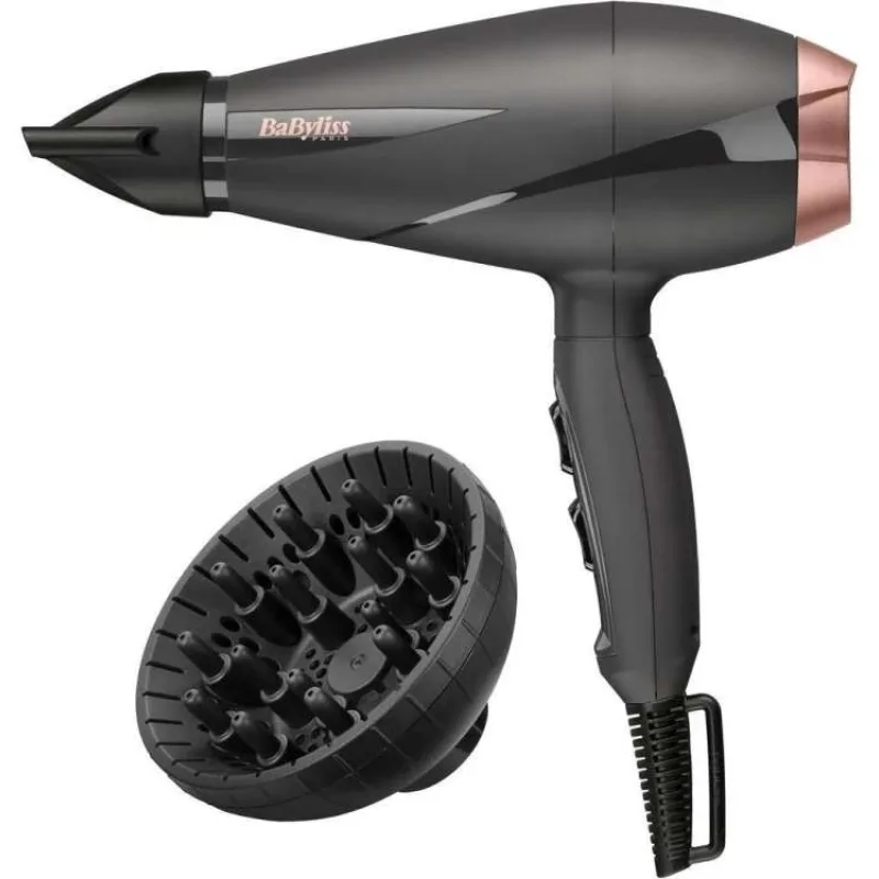 BaByliss 6709DE fén, 2100 W, 2 rychlosti, 3 teploty, studený vzduch, ionizátor, difuzér, černý (6709DE)