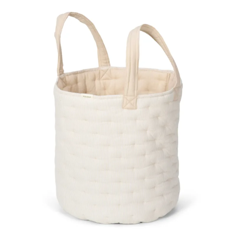 Little Dutch Košík textilný obojstranný extra veľký Pure Soft Beige Stripe
