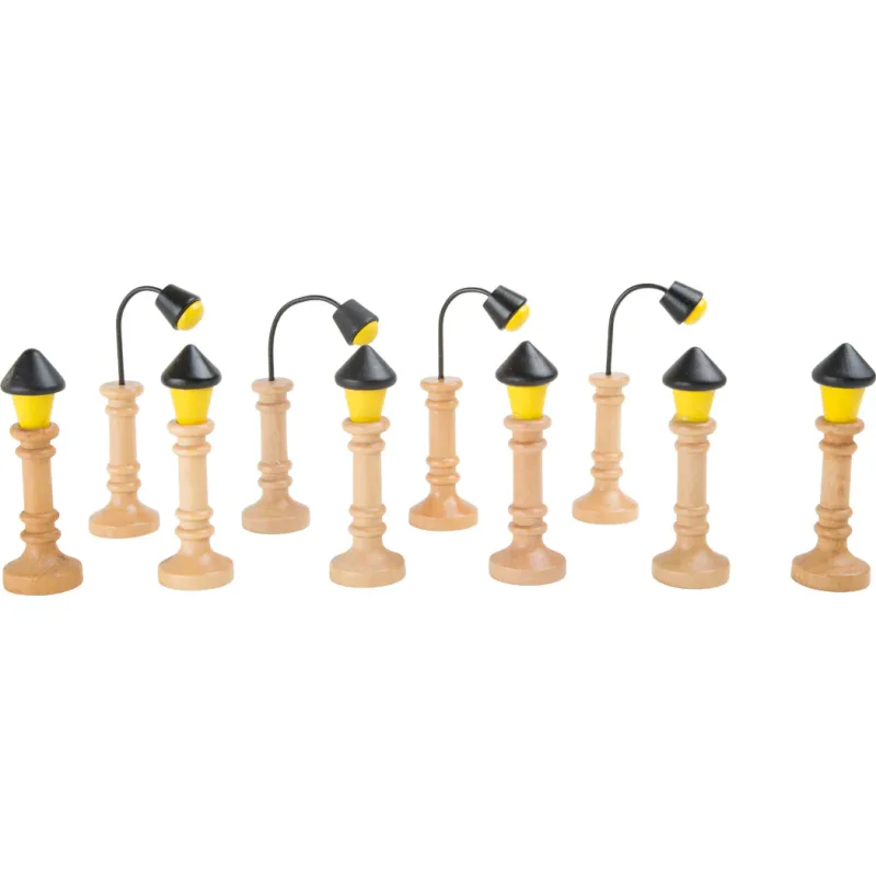 Small Foot Small Foot Drevené pouličné lampy k vláčikodráhe – sada 12 ks
