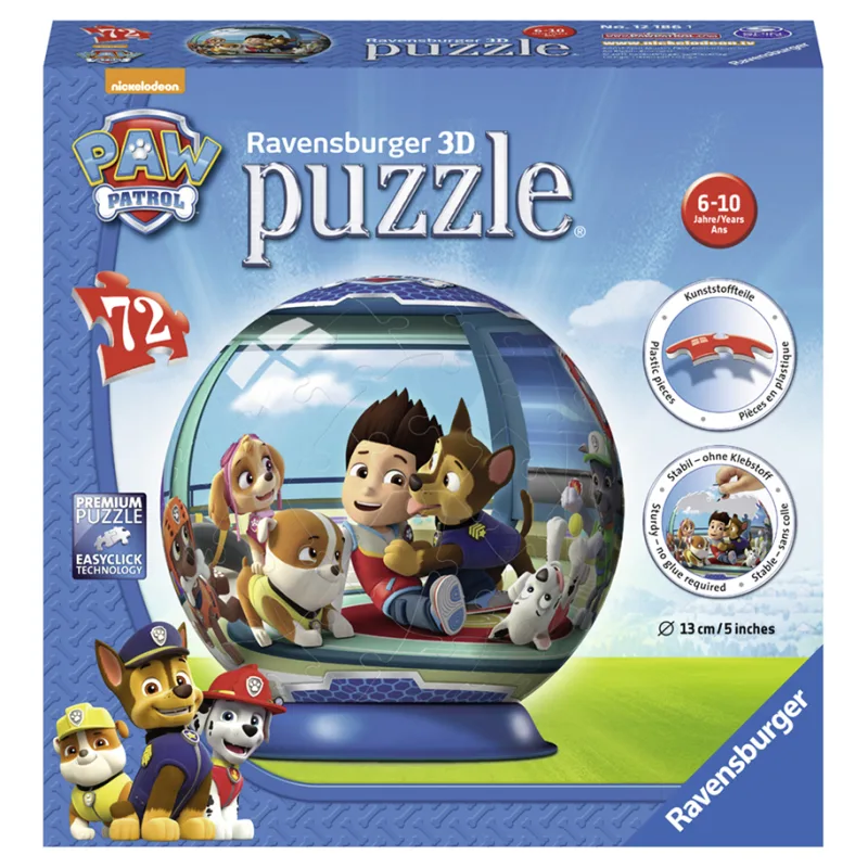 Ravensburger Labková Patrola puzzleball, 3D, 72 dielikov