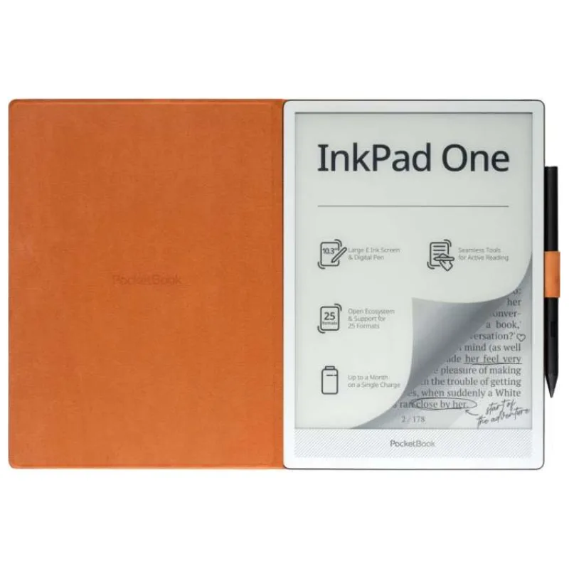 POCKETBOOK pouzdro Magnetic folio cover pro InkPad One (PB1030), tm. oranžové (MF-1030-DOG-WW)