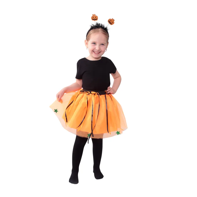 Rappa Detský kostým halloween tutu sukne s čelenkou