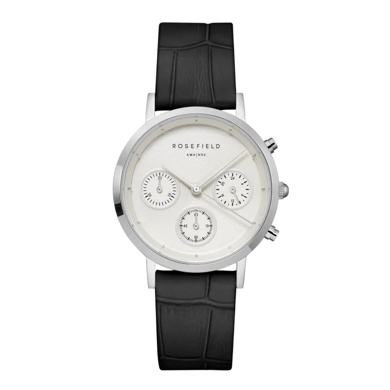 Hodinky Rosefield NCBS-N94 Gabby White Sunray Croco Black Silver