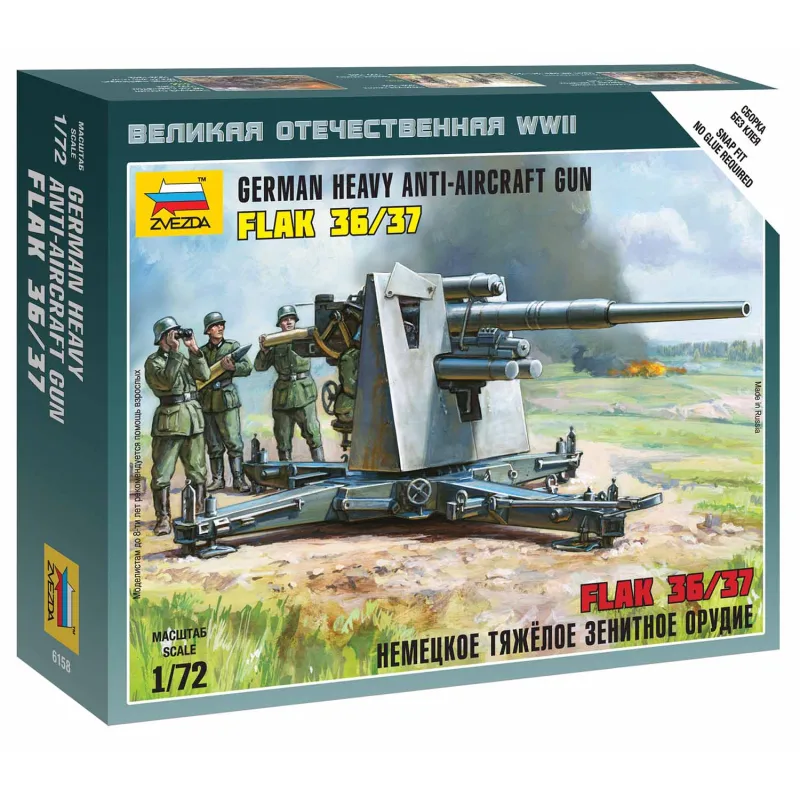Zvezda Wargames (WWII) military 6158 - Nemecký 88mm Flak 36/37 (1:72)