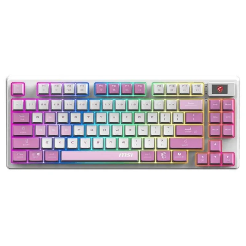 MSI herní klávesnice FORGE GK600 TKL Violet/ bezdrátová 2,4GHz+BT/ mechanická/ RGB/ USB-C/ display/ CZ+SK layout (S11-43CSQ01-HH9)