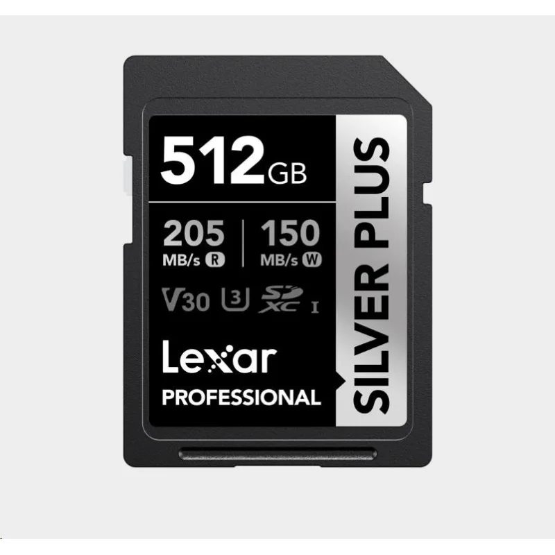 Lexar 512GB Pro SILVER PLUS SDXC C10 V30 U3 LSDSIPL512G-BNNNG