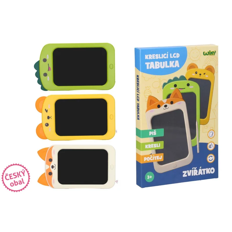 Wiky Tabuľka kresliaca LCL zvieratko plast 27cm na batérie 3 druhy